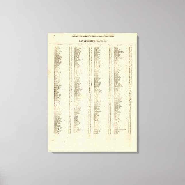 Index Lanarkshire Canvas Print (Front)