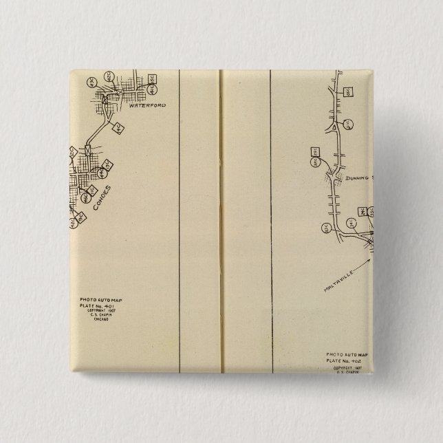 Index map Albany, Saratoga Springs 2 Inch Square Button (Front)