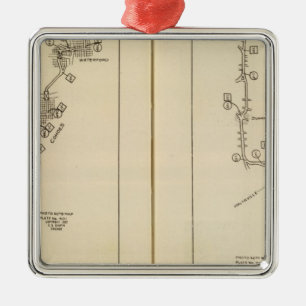 Index map Albany, Saratoga Springs Metal Ornament