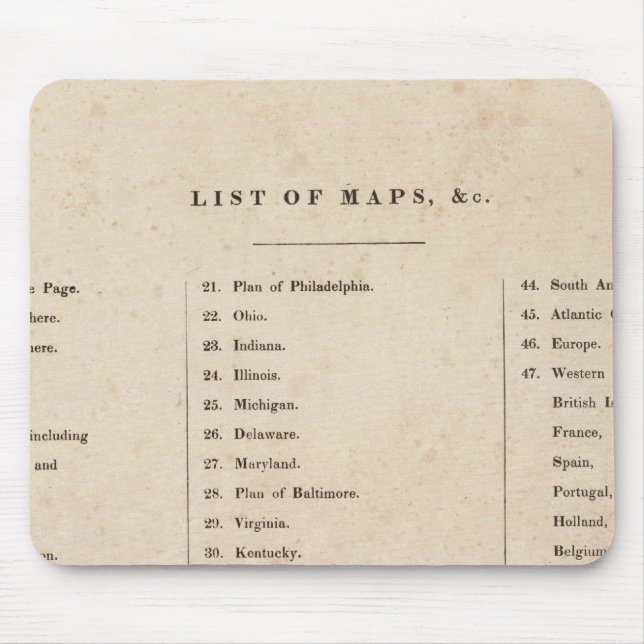 Index of General Atlas of the World Mouse Pad (Front)
