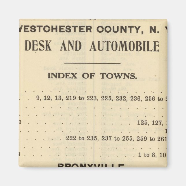 Index Towns, Bronxville Magnet (Front)