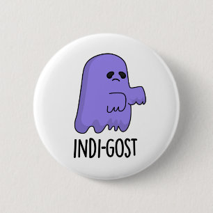 Indi-gost Funny Halloween Indigo Ghost Pun  2 Inch Round Button