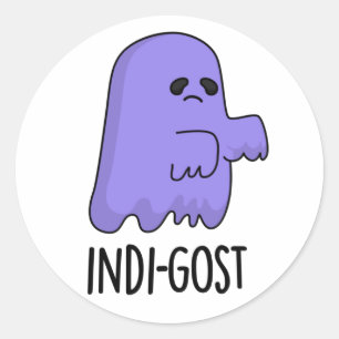 Indi-gost Funny Halloween Indigo Ghost Pun Classic Round Sticker