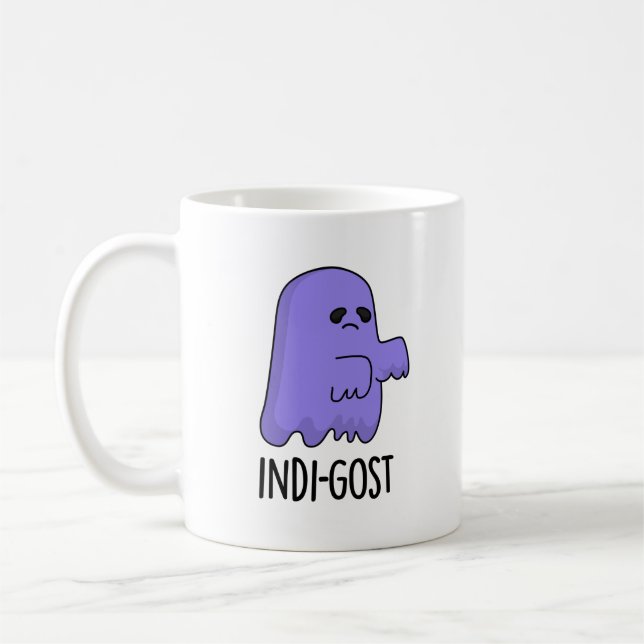Indi-gost Funny Halloween Indigo Ghost Pun  Coffee Mug (Left)
