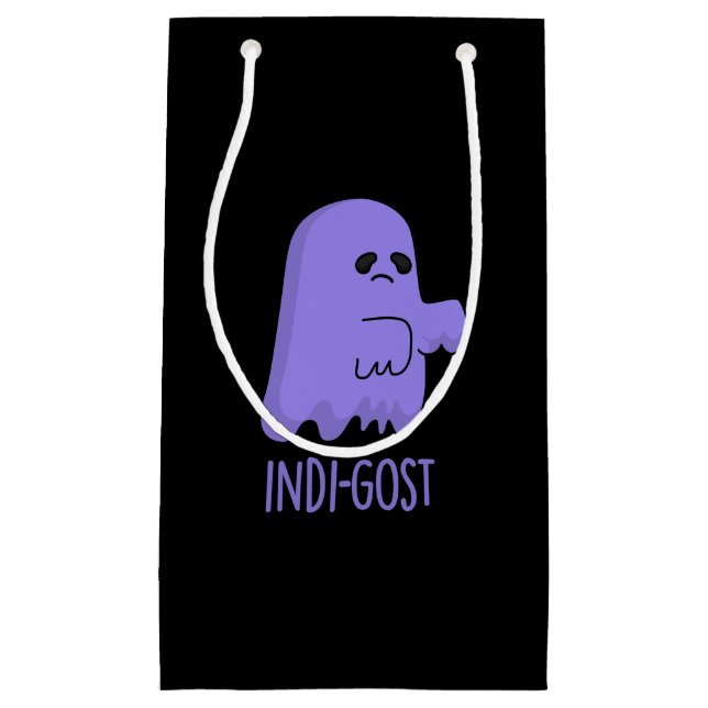Indi-gost Funny Halloween Indigo Ghost Pun Dark BG Small Gift Bag (Front)