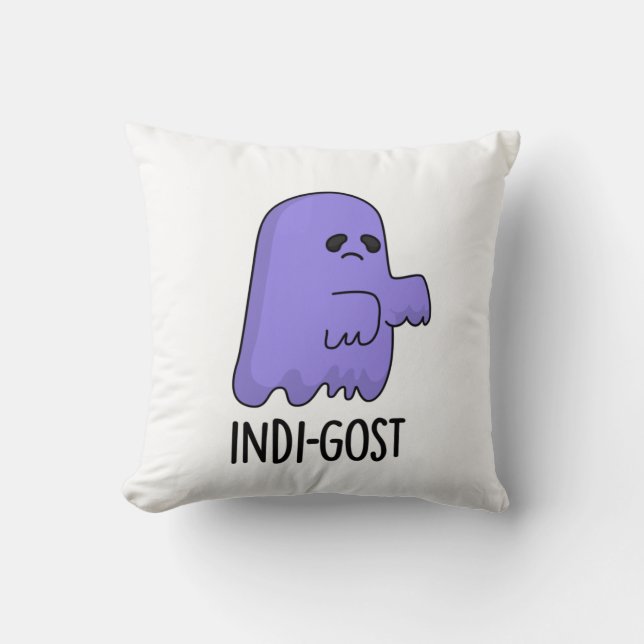 Indi-gost Funny Halloween Indigo Ghost Pun  Throw Pillow (Front)