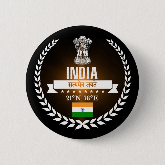 India 2 Inch Round Button (Front)
