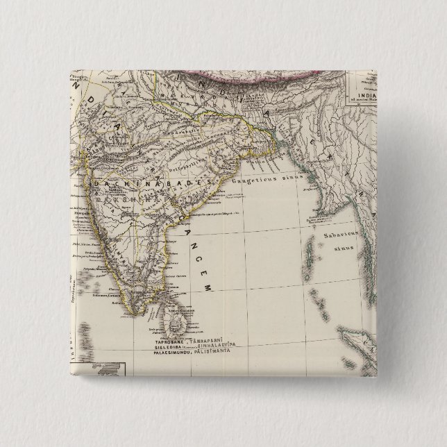 India 3 2 inch square button (Front)