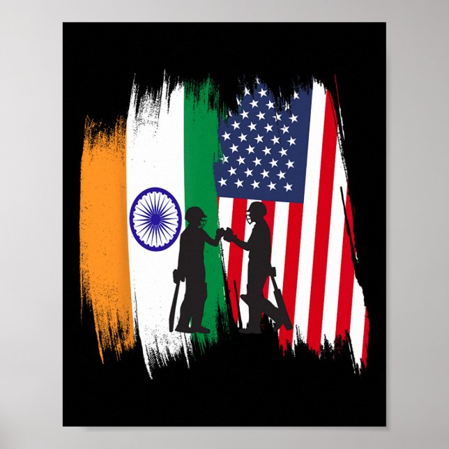 India And America Cricket Patriotic Gift For Final Poster (Front)