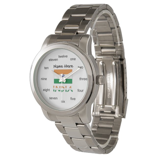 India and Indian Flag Tiled Watch (Angled)