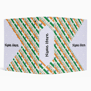 India and Indian Flag Tiled with Your Name Binder