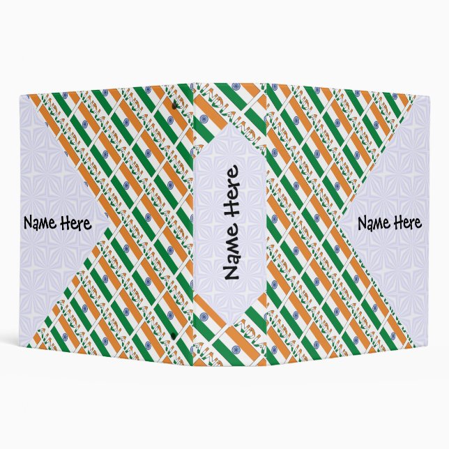 India and Indian Flag Tiled with Your Name Binder (Background)