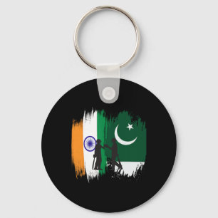India And Pakistan Cricket Patriotic Gift For Fina Keychain