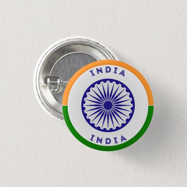 India Ashoka Chakra Circle Shape 1 Inch Round Button (Front & Back)