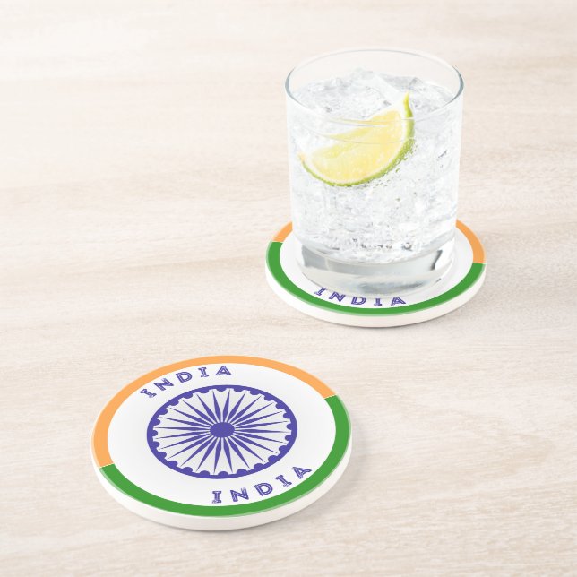 India Ashoka Chakra Circle Shape Coaster (Side)