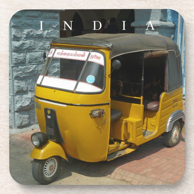 India auto rickshaw view coasters (Front)