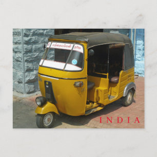 India auto rickshaw view postcard