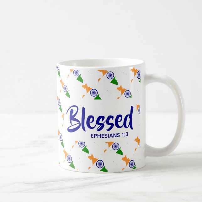 INDIA Blessed Ephesians Scripture Christian Coffee Mug (Right)