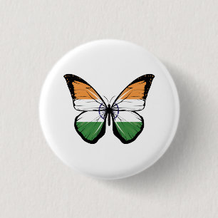 India Butterfly Flag 1 Inch Round Button
