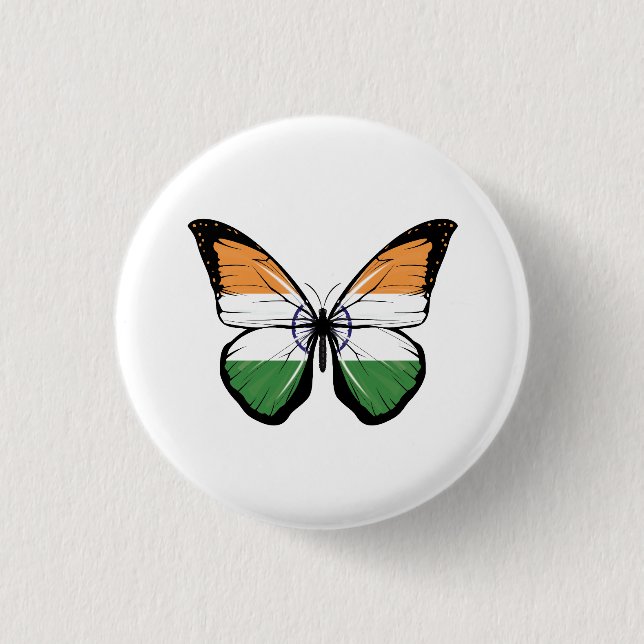 India Butterfly Flag 1 Inch Round Button (Front)