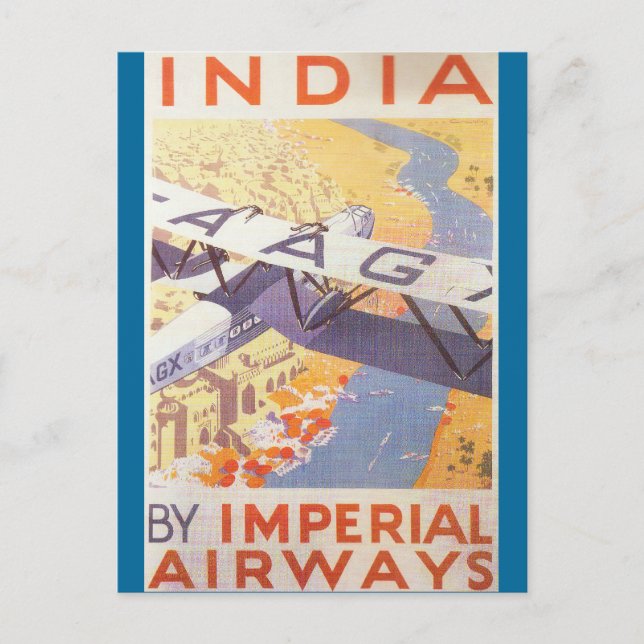 India by Imperial Airways Postcard (Front)