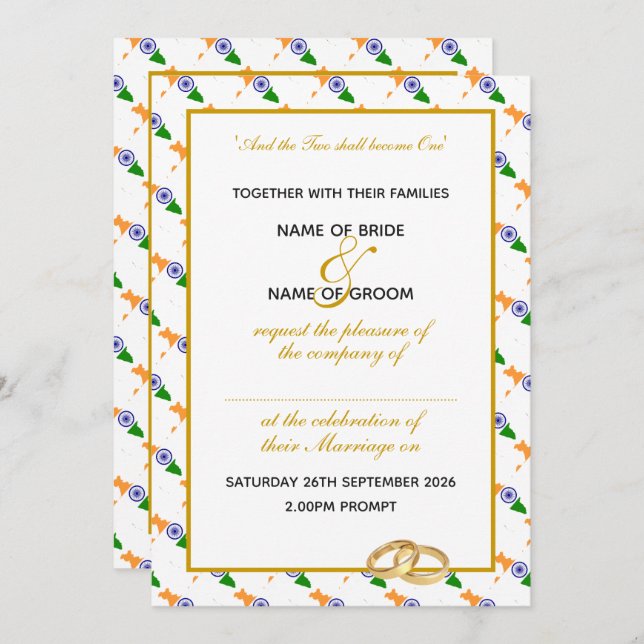 INDIA Christian Gold Script Celebration Wedding Invitation (Front/Back)