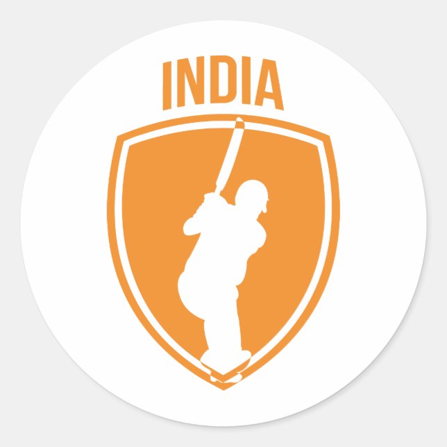 India Cricket Crest Classic Round Sticker (Front)