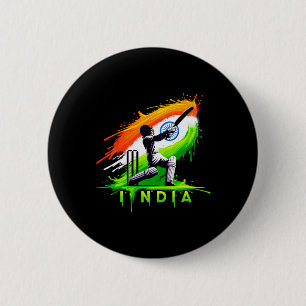 India Cricket Indian Cricket Fan  2 Inch Round Button