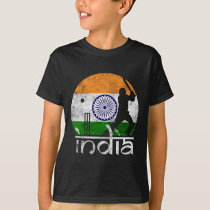 India Cricket Indian Flag Cricketer Men Women Kids T-Shirt