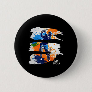 India Cricket Jersey Flag Indian Cricket 2 Inch Round Button