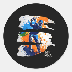 India Cricket Jersey Flag Indian Cricket Classic Round Sticker