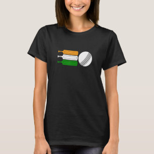 India Cricket Player Ball Indian Flag Cricket Team T-Shirt