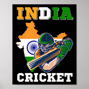 India Cricket Player Flag Jersey Indian Sports  Poster