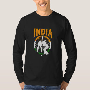 India Cricket Player Indian Cricket Team Flag T-Shirt