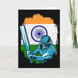 India Cricket Player Indian Flag Cricket Fan  Card