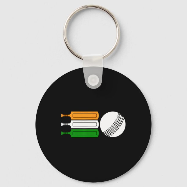 India Cricket Player Ll Indian Flag Cricket Team  Keychain (Front)