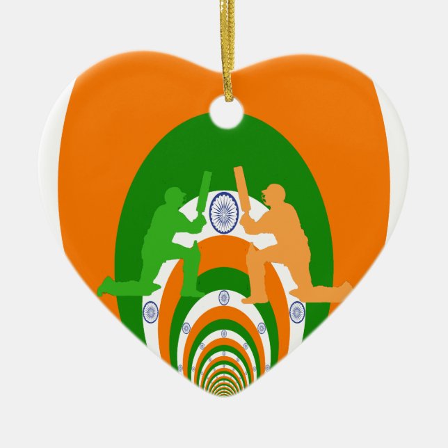 India Cricket Spirit Abstract Design Ceramic Ornament (Front)
