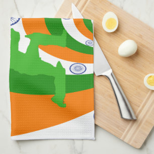 India Cricket Spirit: Abstract Design Kitchen Towel