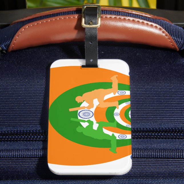 India Cricket Spirit: Abstract Design Luggage Tag (Front Insitu 2)