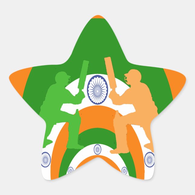 India Cricket Spirit: Abstract Design Star Sticker (Front)