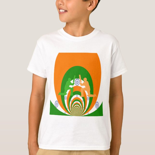India Cricket Spirit Abstract Design T-Shirt (Front)