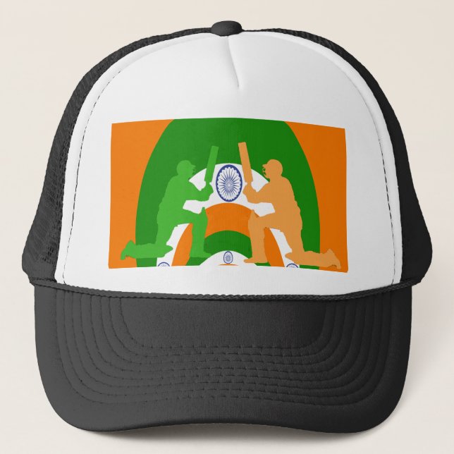 India Cricket Spirit Abstract Design Trucker Hat (Front)