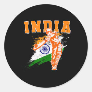 India Cricket Supporters Jersey Bharath Cricket Fa Classic Round Sticker