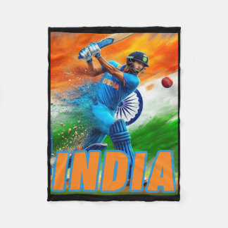 India Cricket Supporters Jersey - Indian Cricket F Fleece Blanket