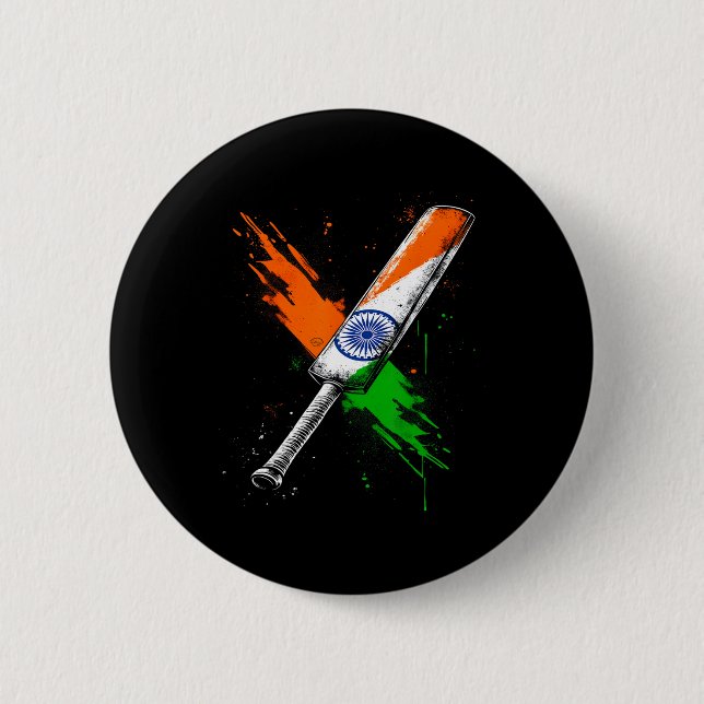 India Cricket T Cricket Warrior British Flag Crick 2 Inch Round Button (Front)