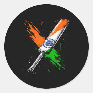 India Cricket T Cricket Warrior British Flag Crick Classic Round Sticker