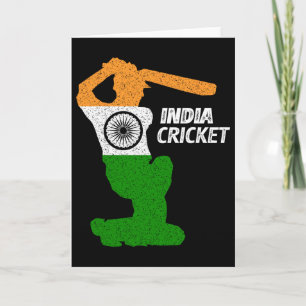 India Cricket Tsman Boundary Shot With Indian Flag Card
