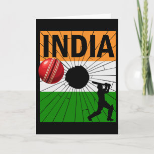 India Cricket With Indian Flag Brush Stroke Ashoka Card
