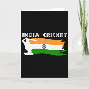 India Cricket With Indian Flag  Card