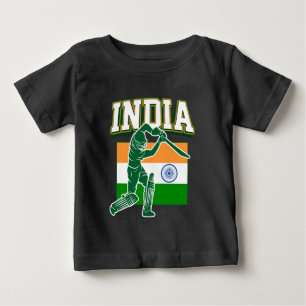 India Cricket With Indian Flag Gift Baby T-Shirt